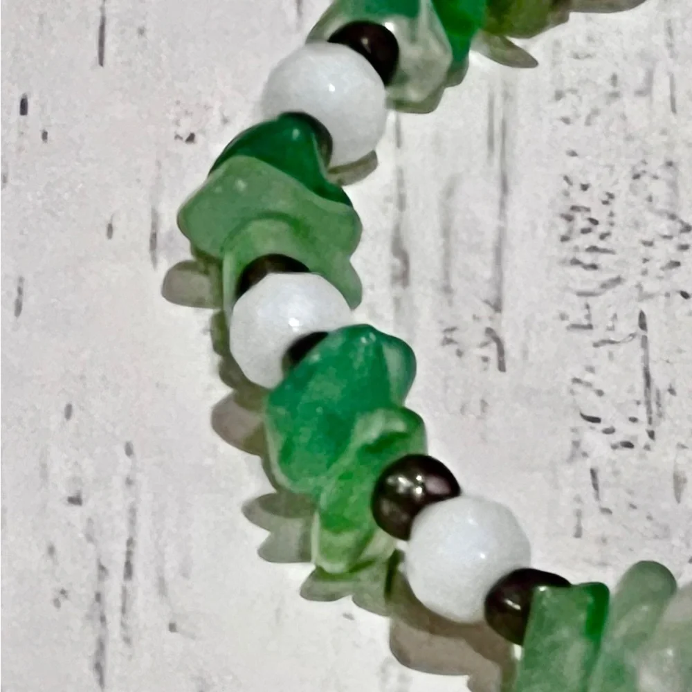 Green Aventurine and White Howlite Handmade Beaded Ankle Bracelet